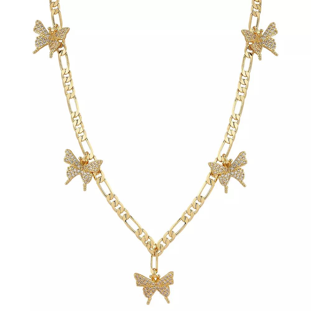 WINX Cubic Zirconia Butterfly Charm Station Necklace, Women's, Size: 18", Gold Tone Product Image