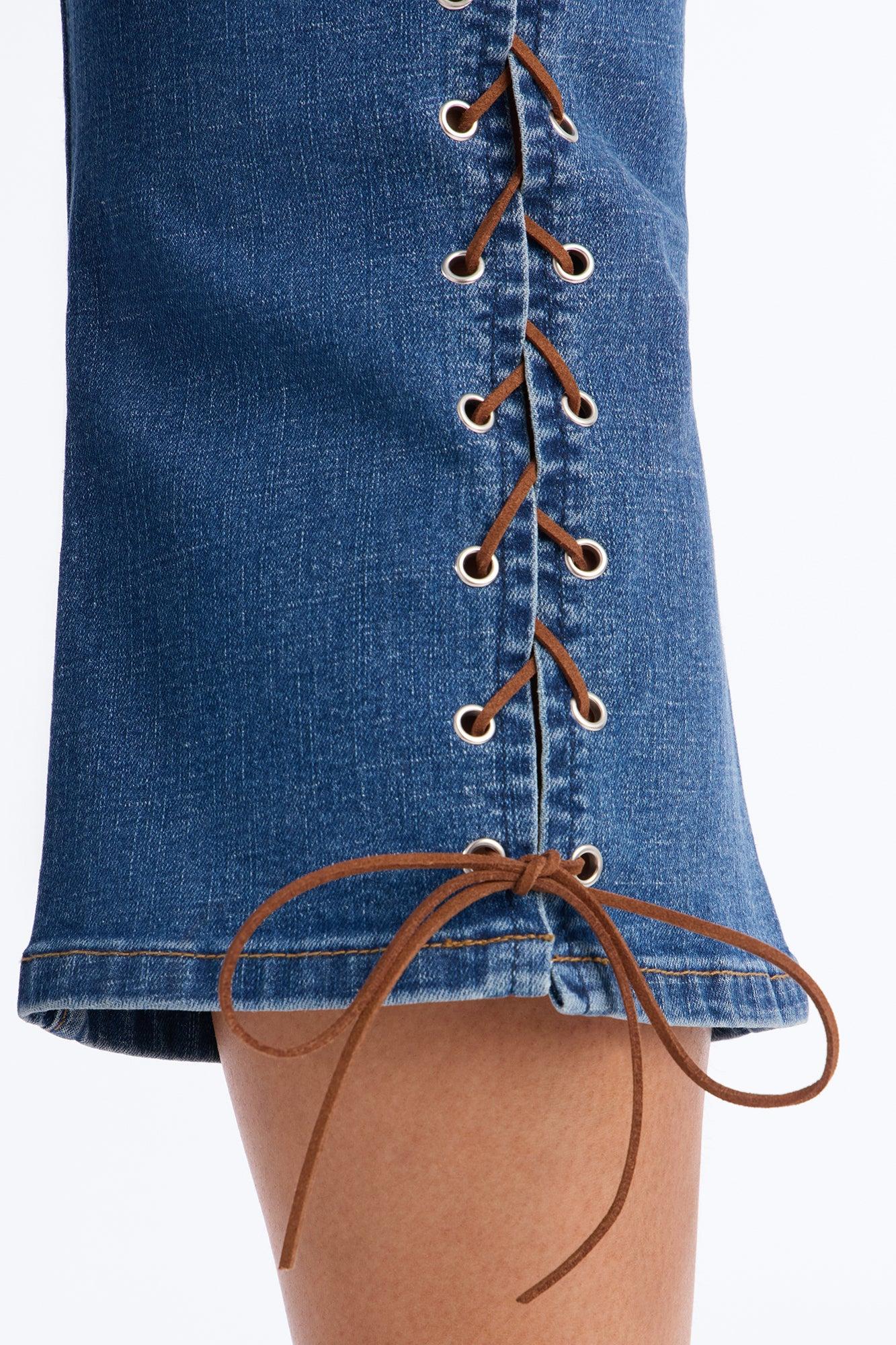 String Me Along Low Rise Capri Jeans - Dark Wash Female Product Image