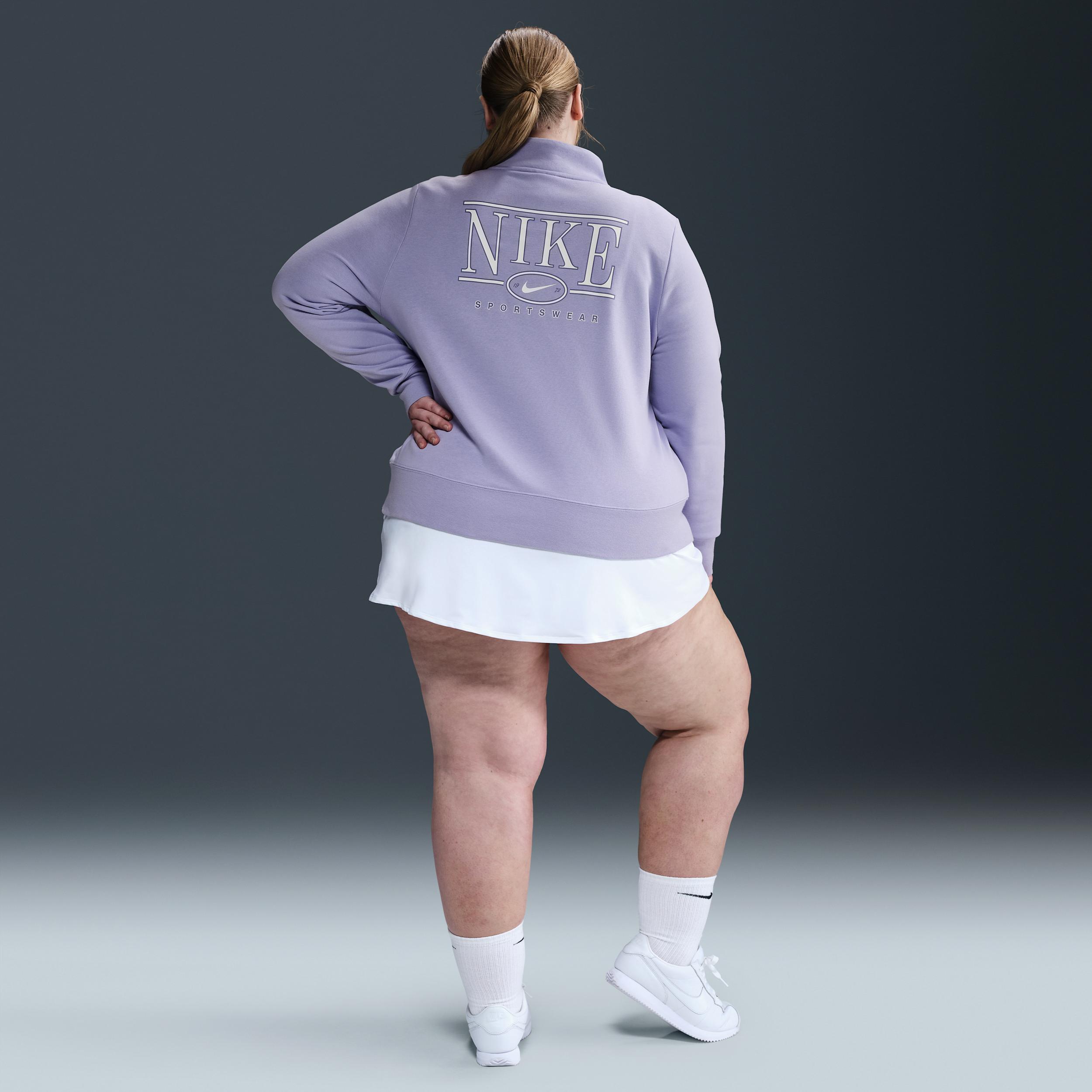 Women's Nike Sportswear Club Fleece Mock-Neck 1/2-Zip Graphic Top (Plus Size) Product Image