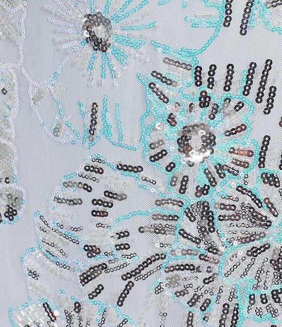 Midnight Doll Sequin Beaded Floral Patterned Mesh Rhinestone Strap Mini Dress Product Image