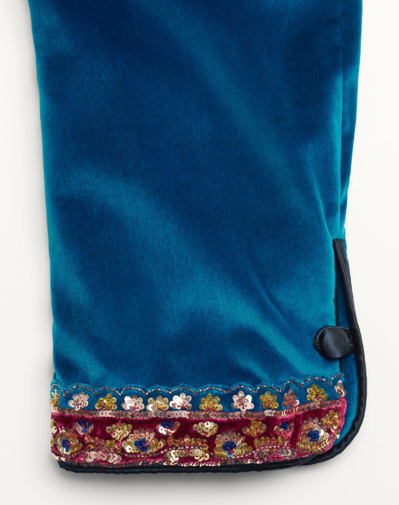 Belted Cotton Velvet Jacket With Sequin Embroidery Product Image