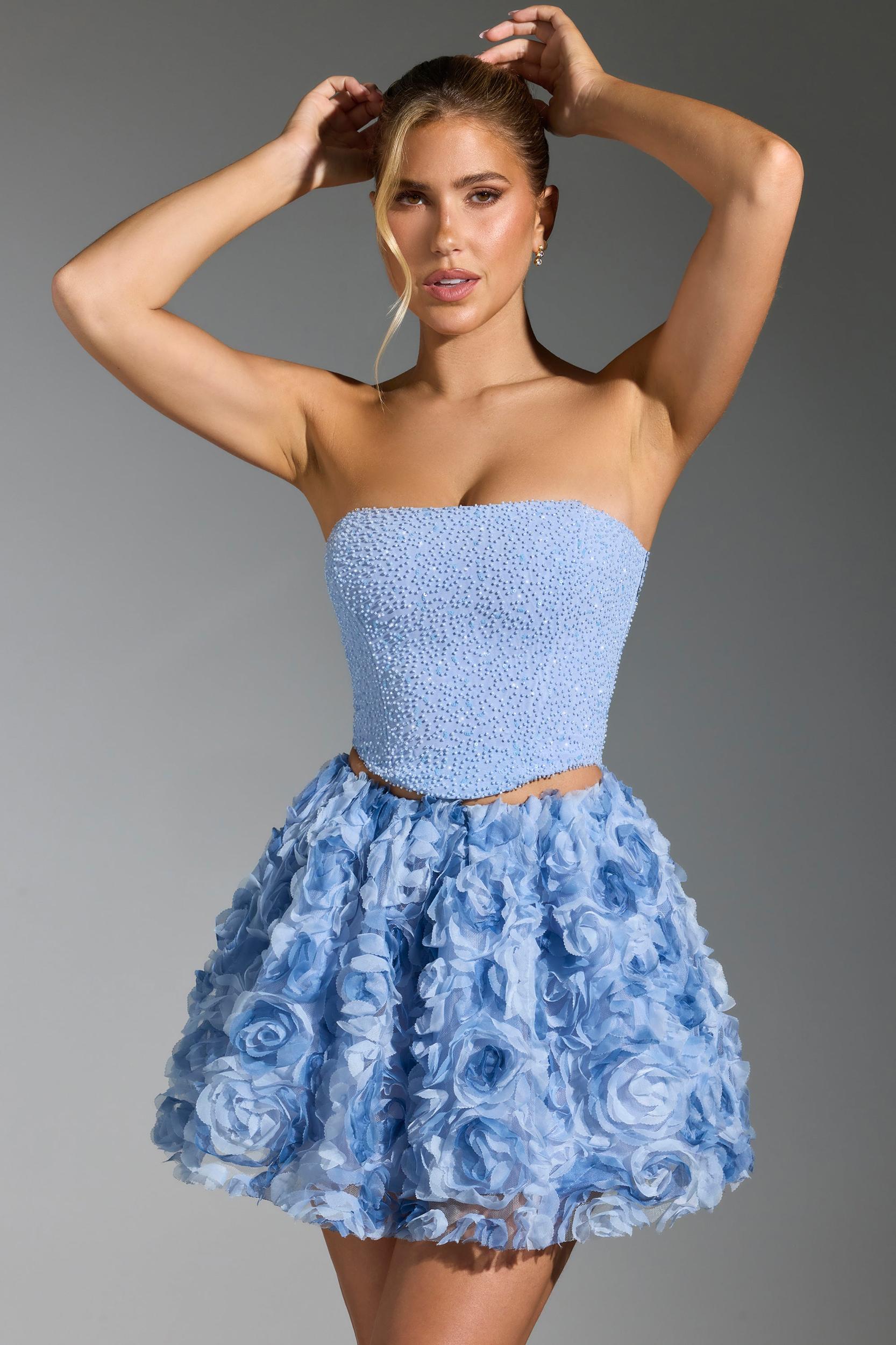 Embellished Corset Top in Blue Product Image