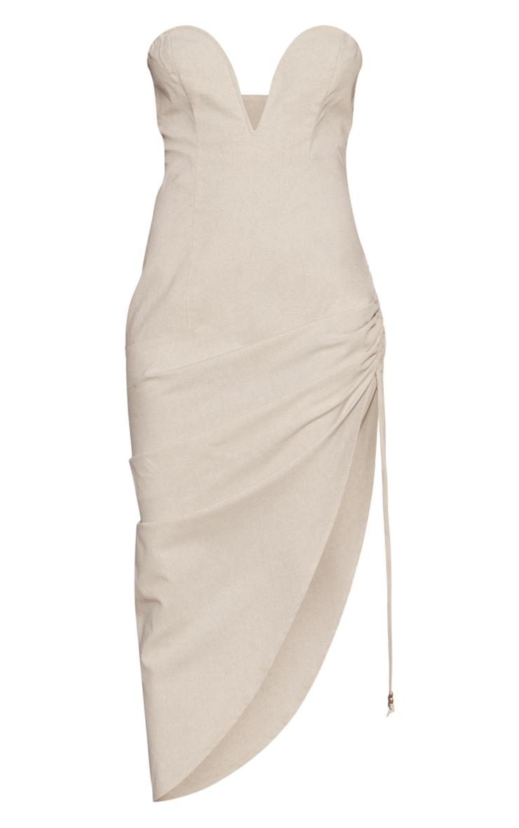 PLT Label Off White Plunge Ruched Midaxi Dress Product Image