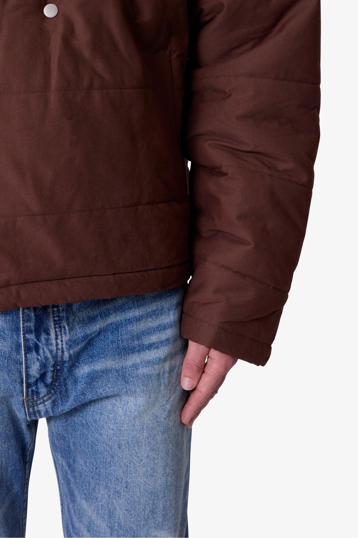 Crossed Trench Puffer Jacket - Brown Product Image