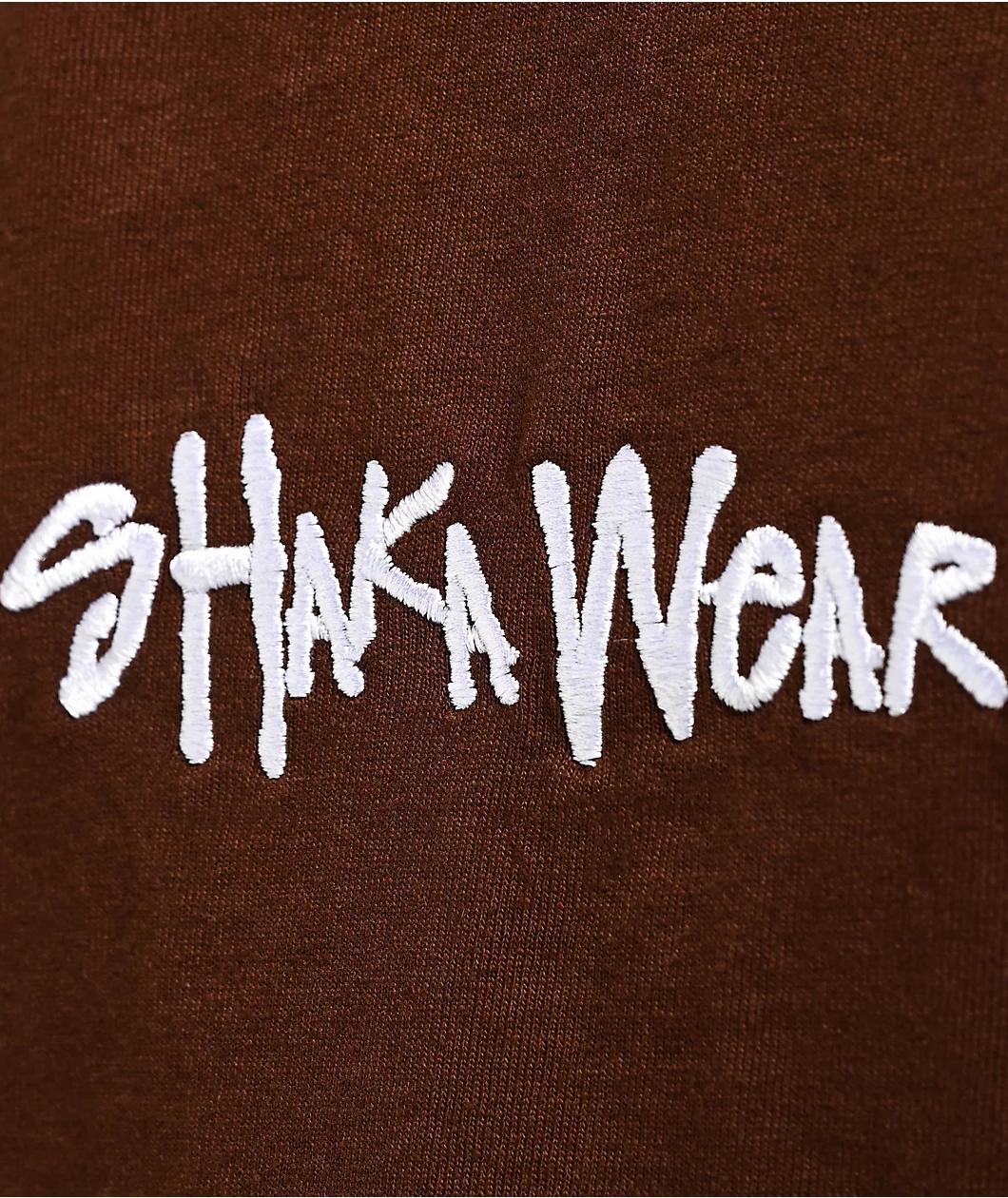 Shaka Wear Embroidered Logo Brown Heavyweight T-Shirt Product Image