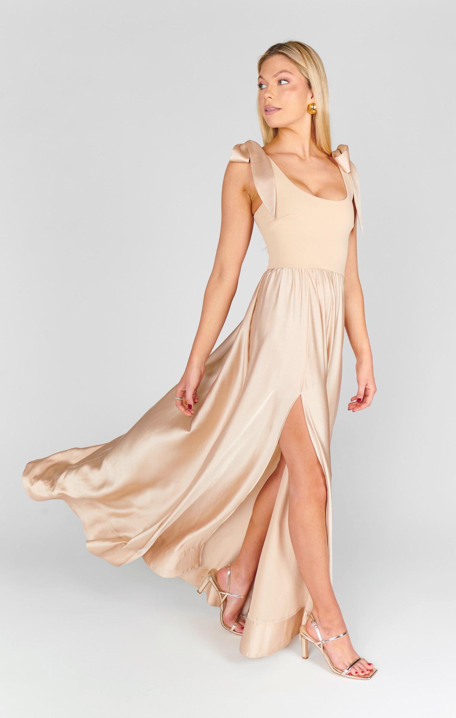 Harper Maxi Dress ~ Champagne Luxe Satin Product Image