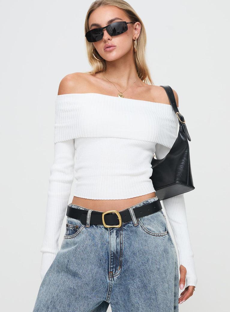 Morley Off Shoulder Sweater White Product Image