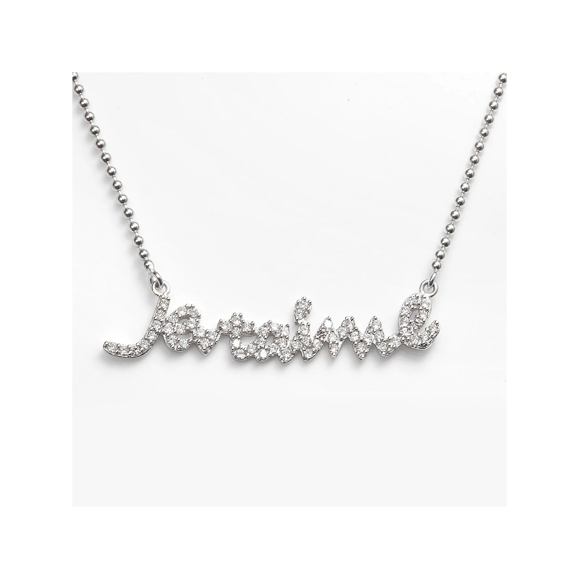 Sophie Miller Sterling Silver Cubic Zirconia "Je T'aime" Necklace, Women's, Size: 16", White Product Image