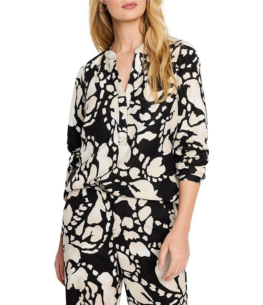 NIC + ZOE Woven Evening Petal V-Neck Long Sleeve Shirt Product Image