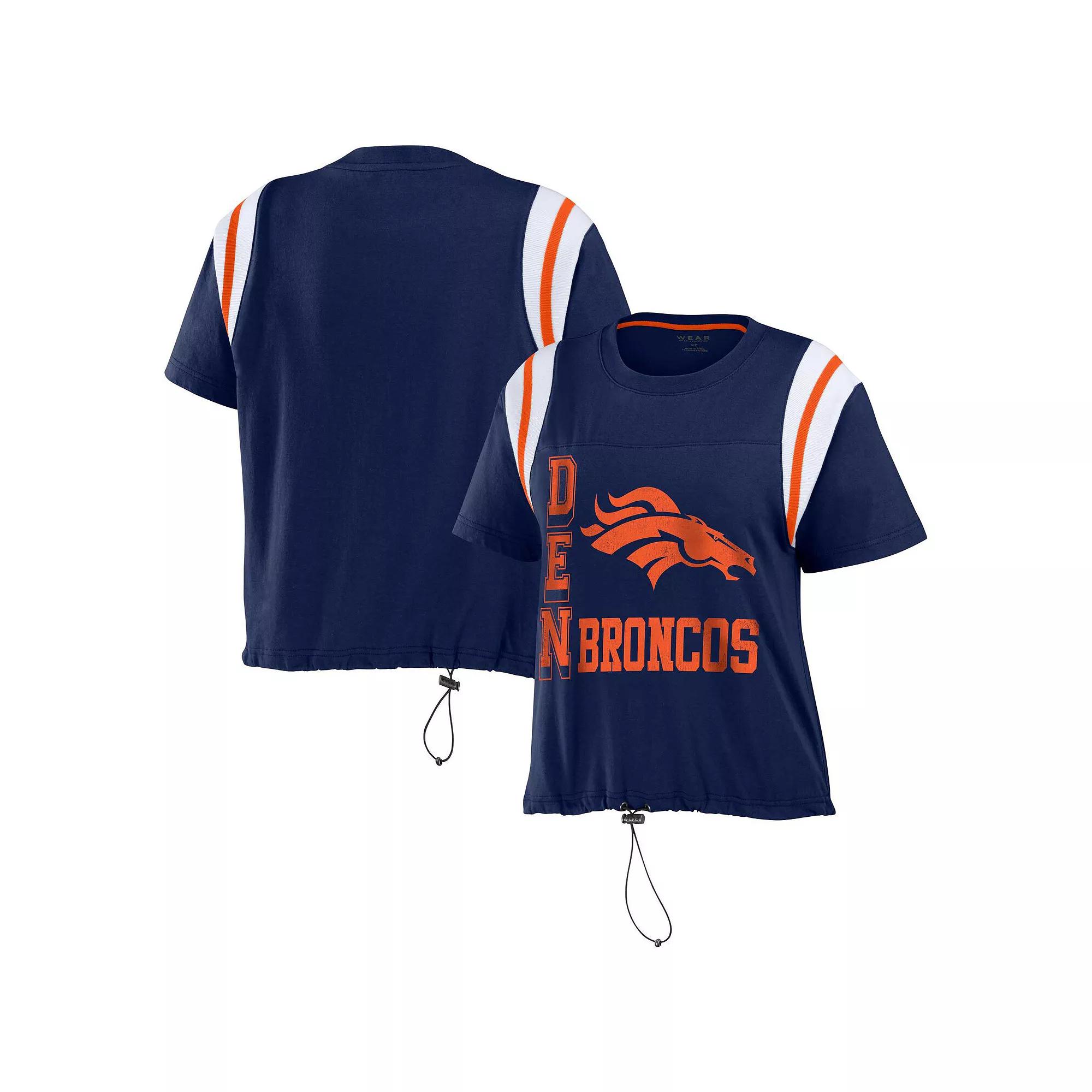 Women's WEAR by Erin Andrews Navy Chicago Bears Cinched Colorblock T-Shirt,  Product Image