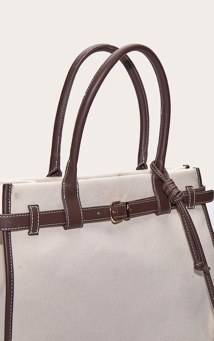 Natural Canvas Contrast Handle Handbag Product Image