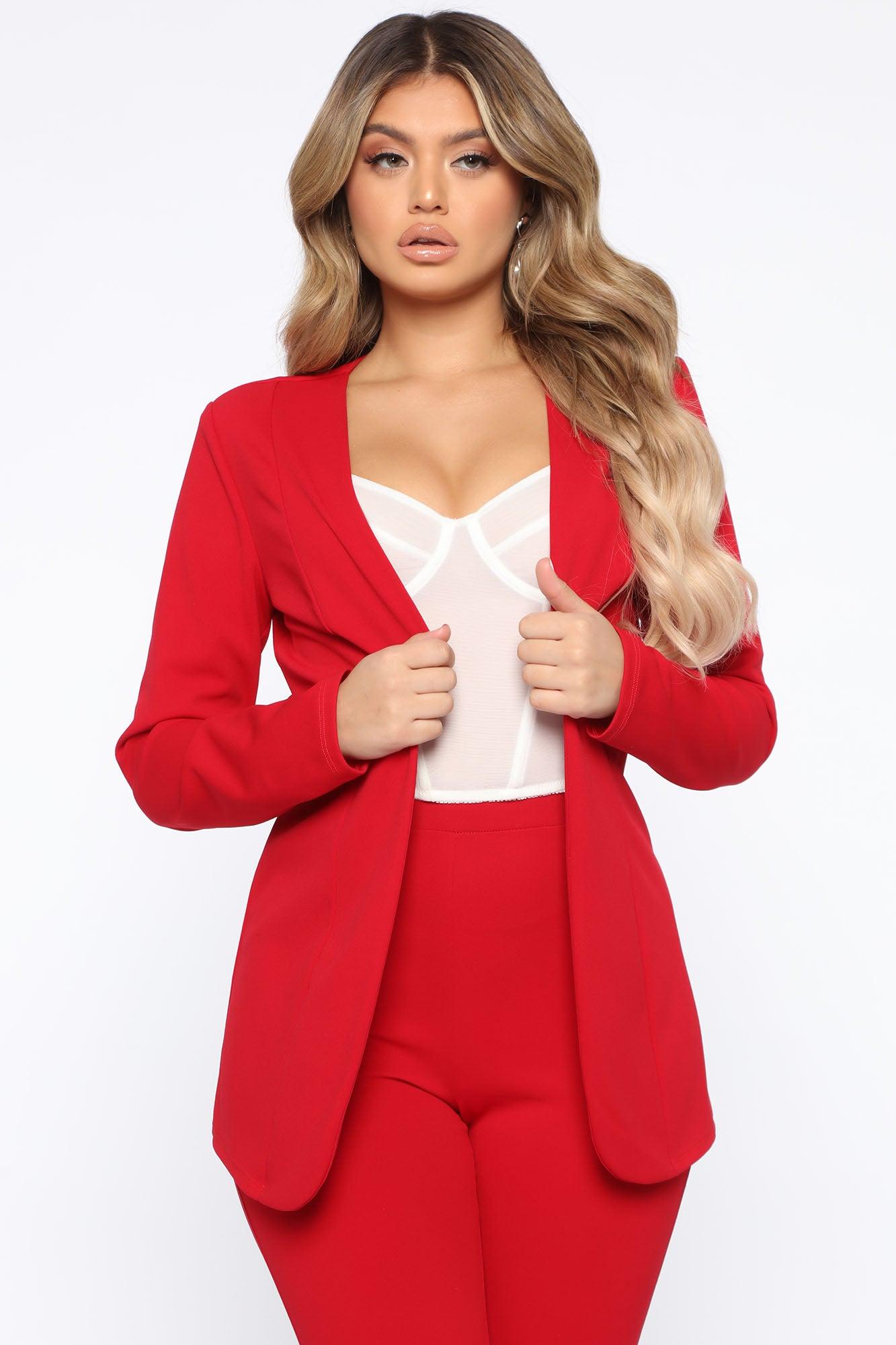 Payin' It Forward Blazer Set - Red Product Image