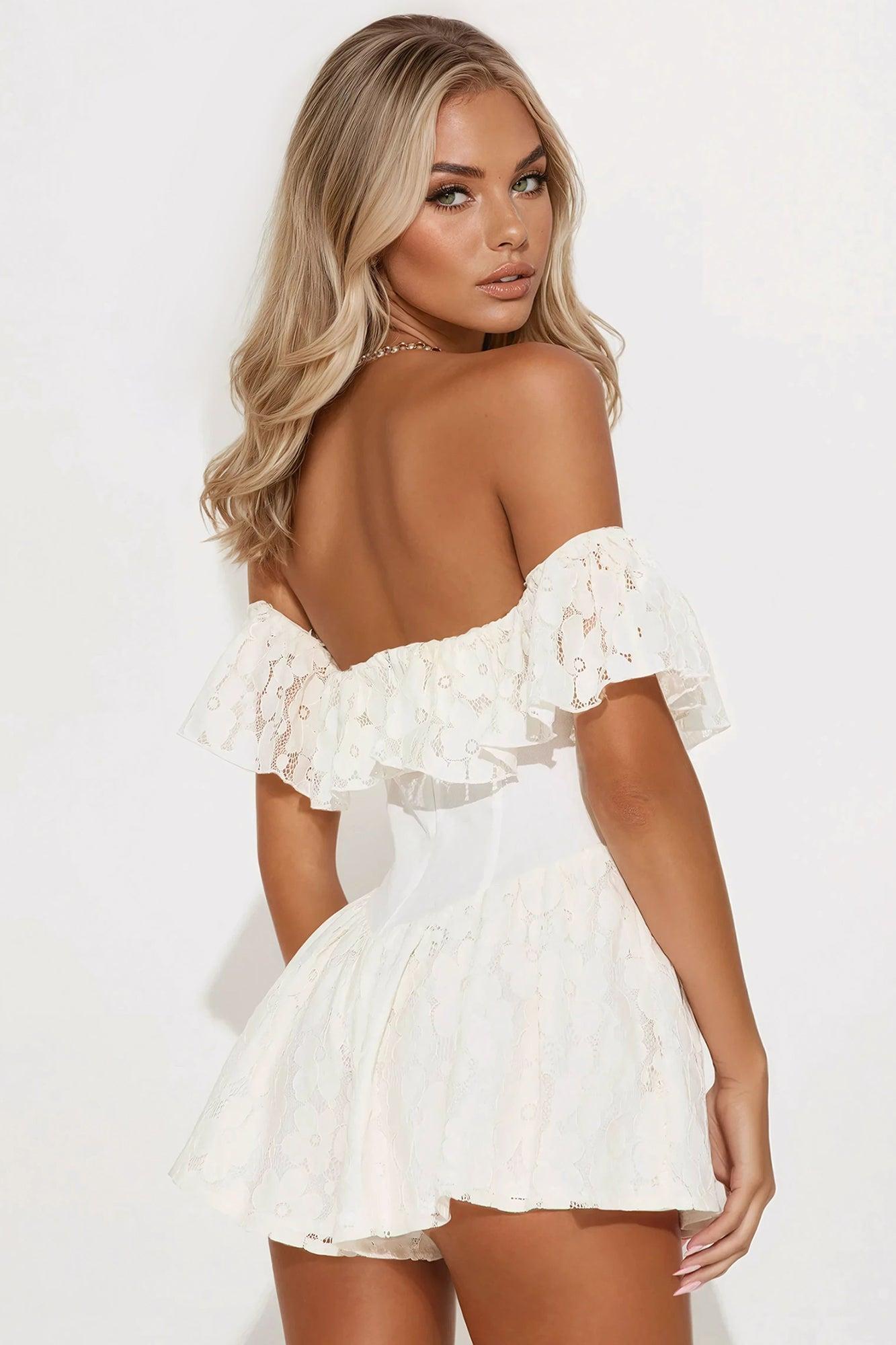Leanna Lace Romper - Ivory Product Image