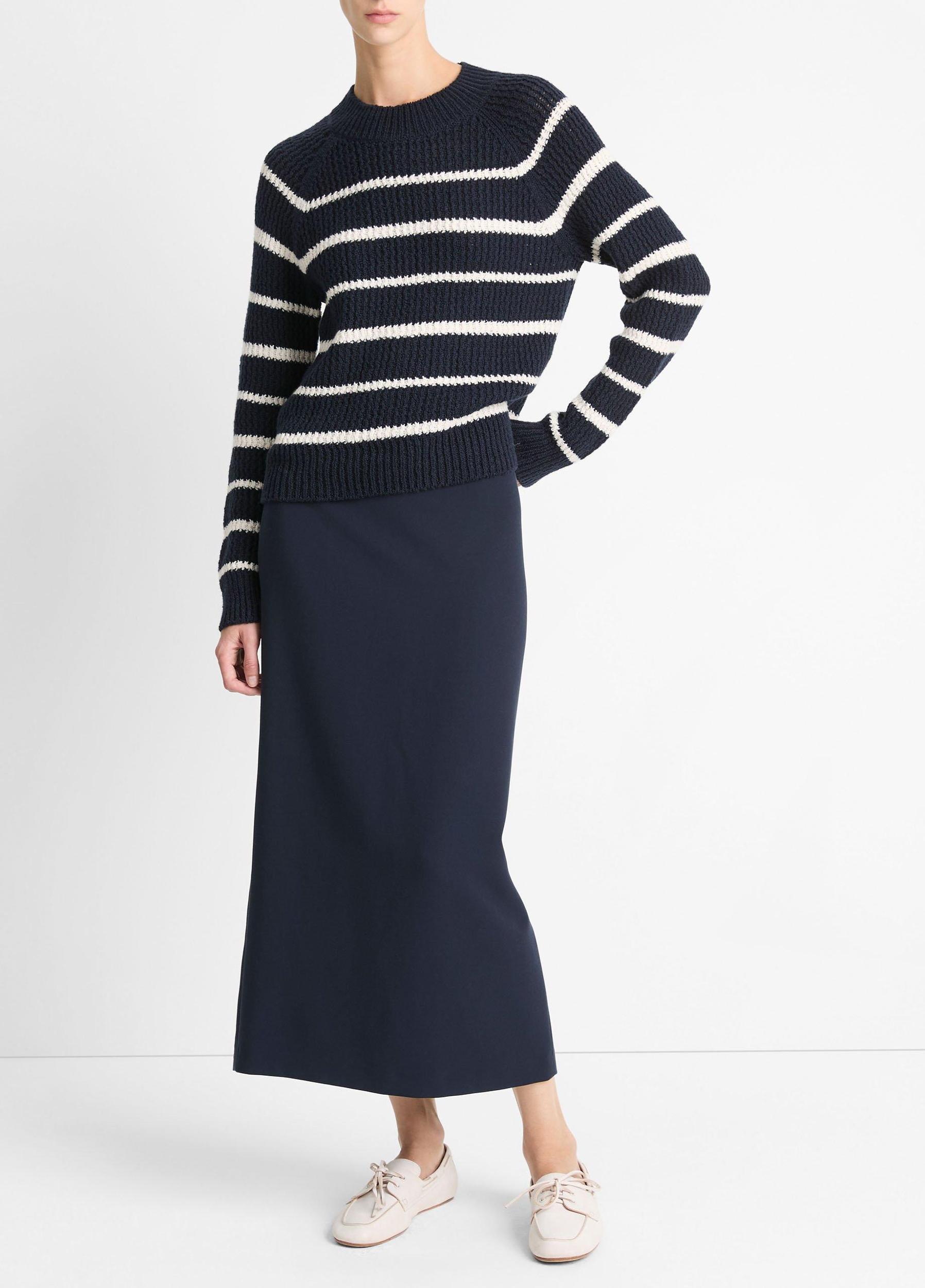 Ribbed Stripe Cotton-Blend Pullover Product Image