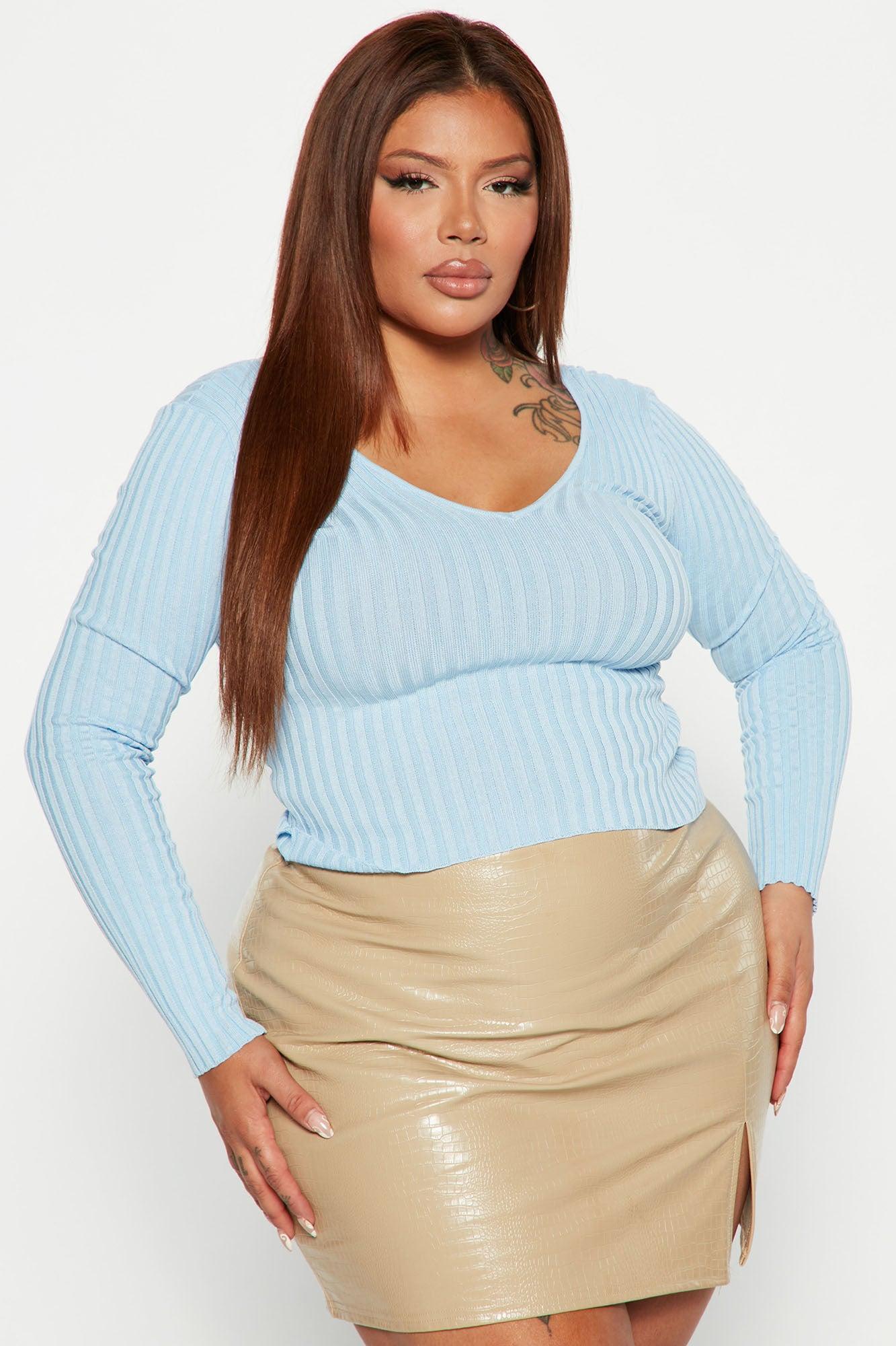 Kallan Knit Sweater Top - Blue Product Image