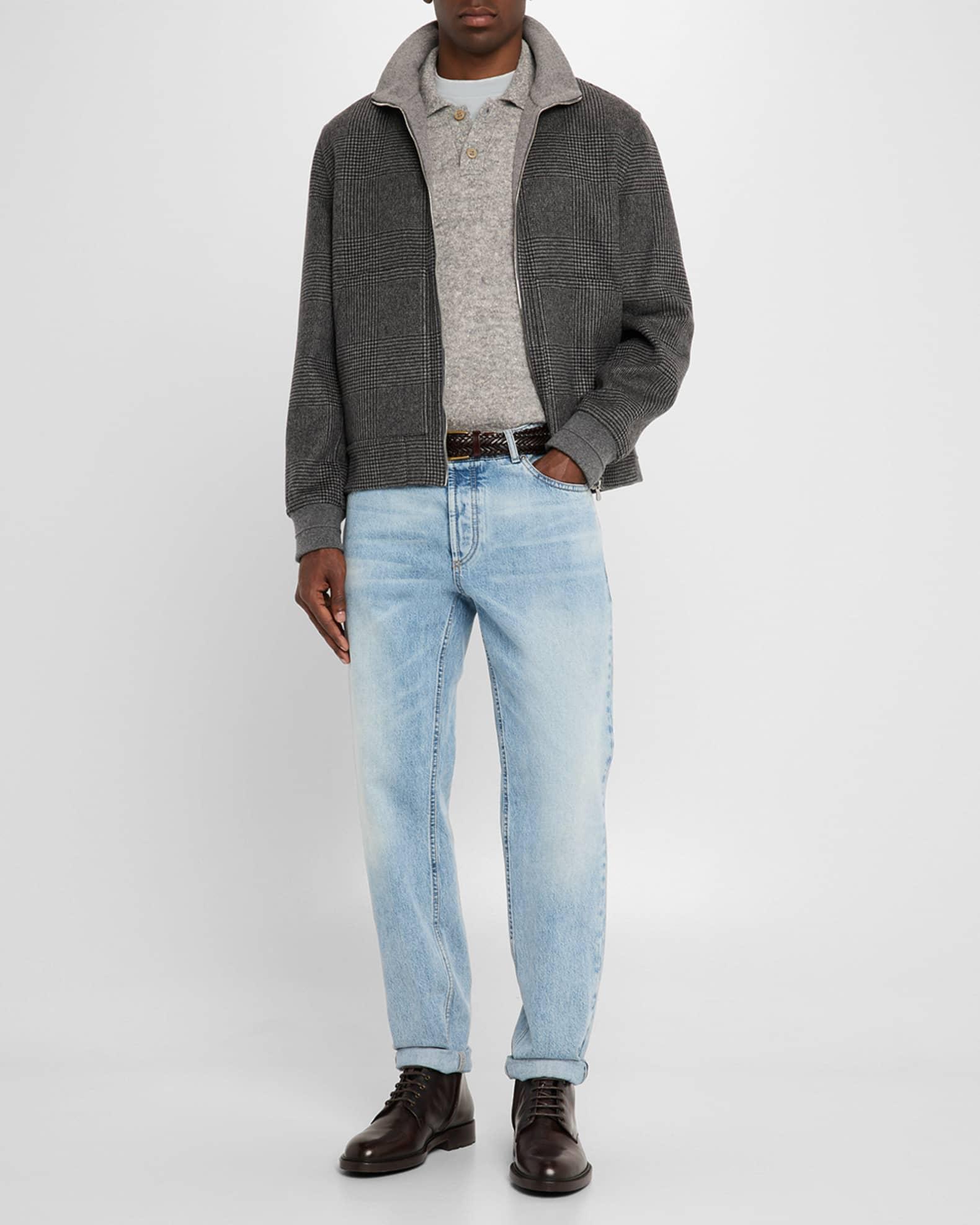 Men's Reversible Cashmere Plaid Full-Zip Bomber Jacket Product Image