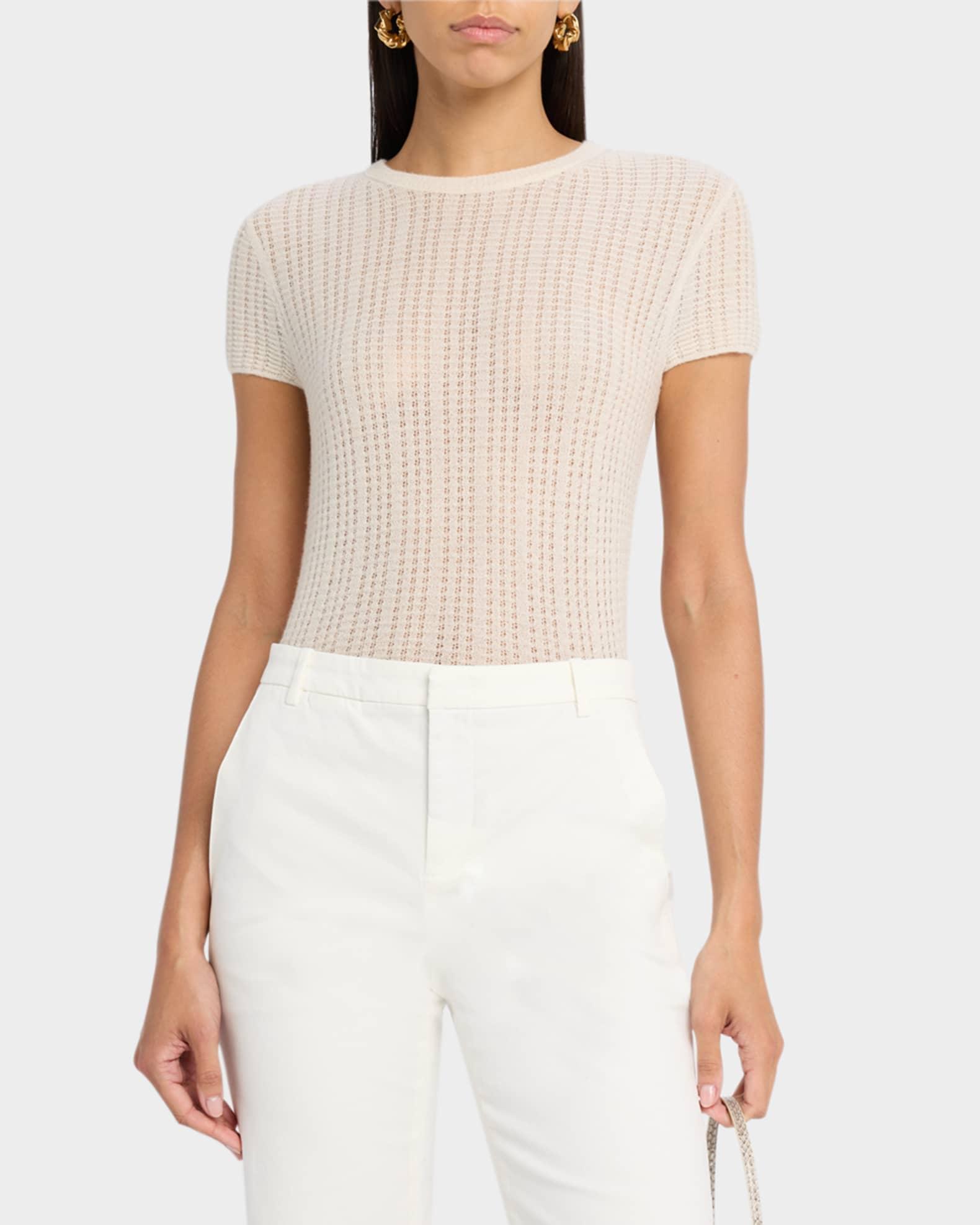 Crewneck Waffle-Knit Top  Product Image