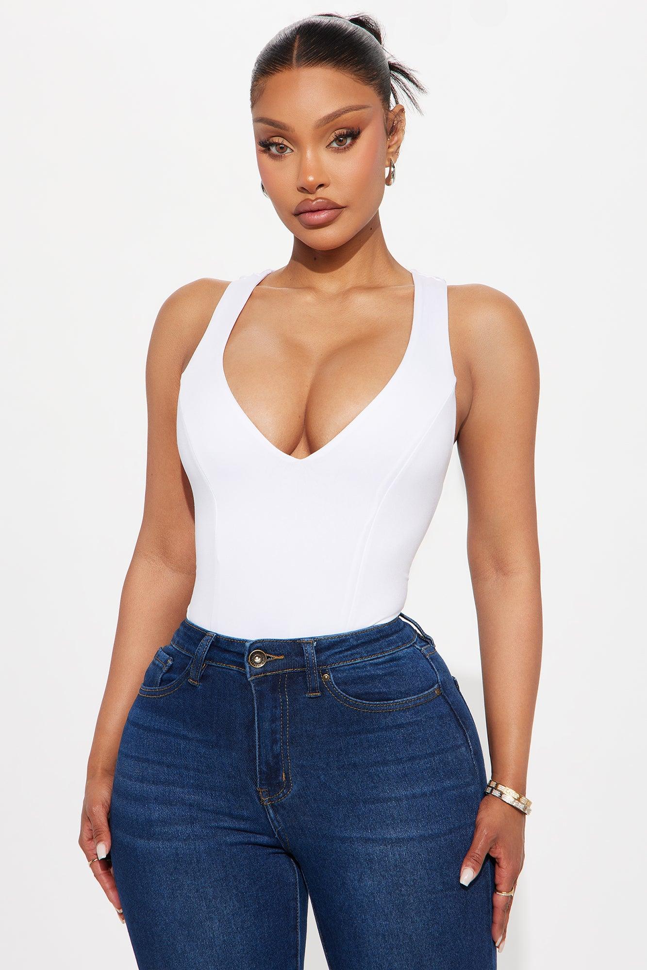 Delta Double Lined Bodysuit - White Product Image
