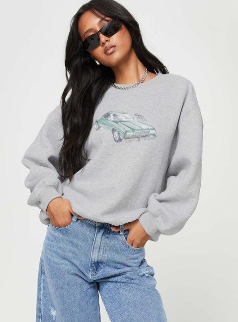 Retro Car Crew Neck Sweatshirt Grey Marle Product Image