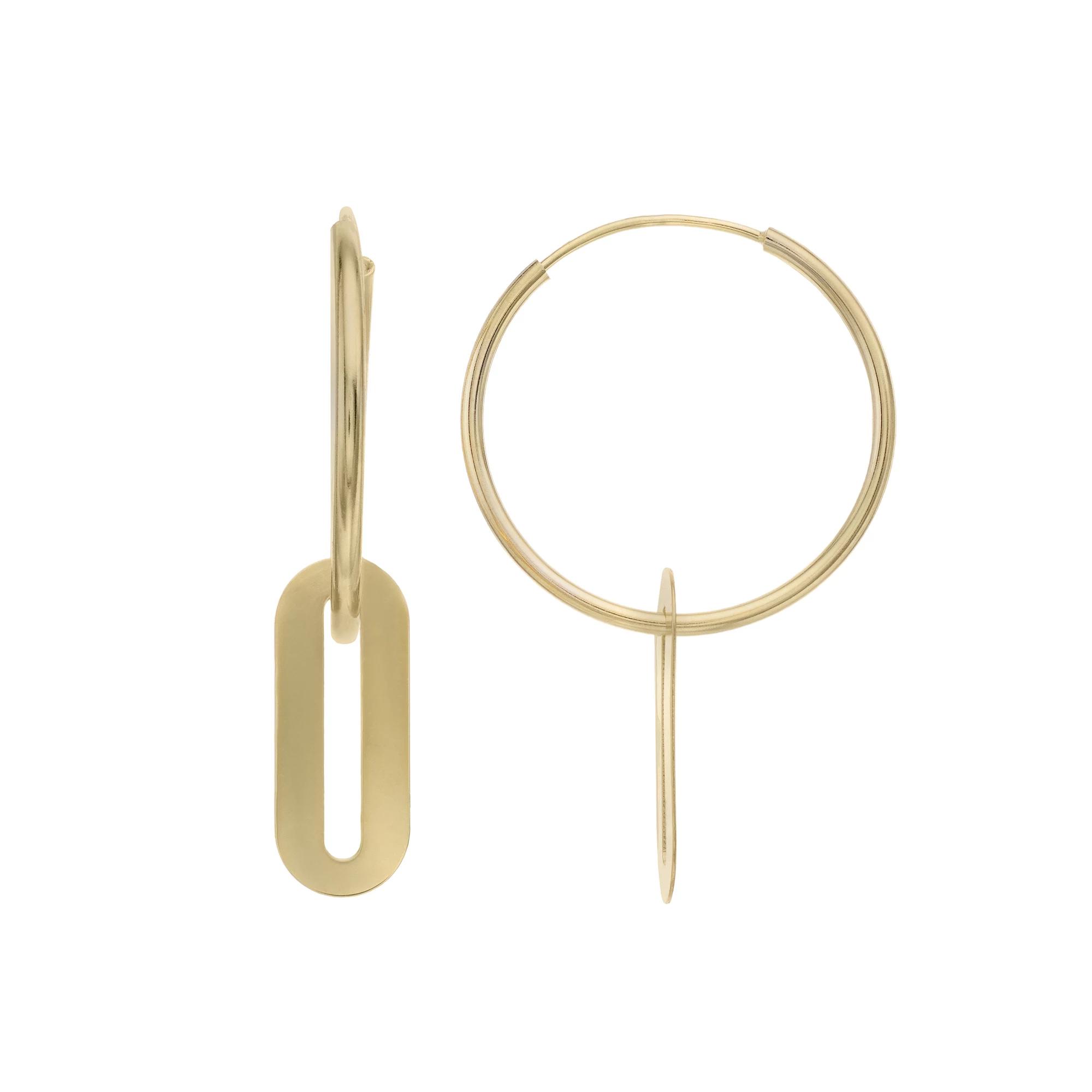 14k Gold Polished Paper Clip Hoop Earrings, Women's Product Image