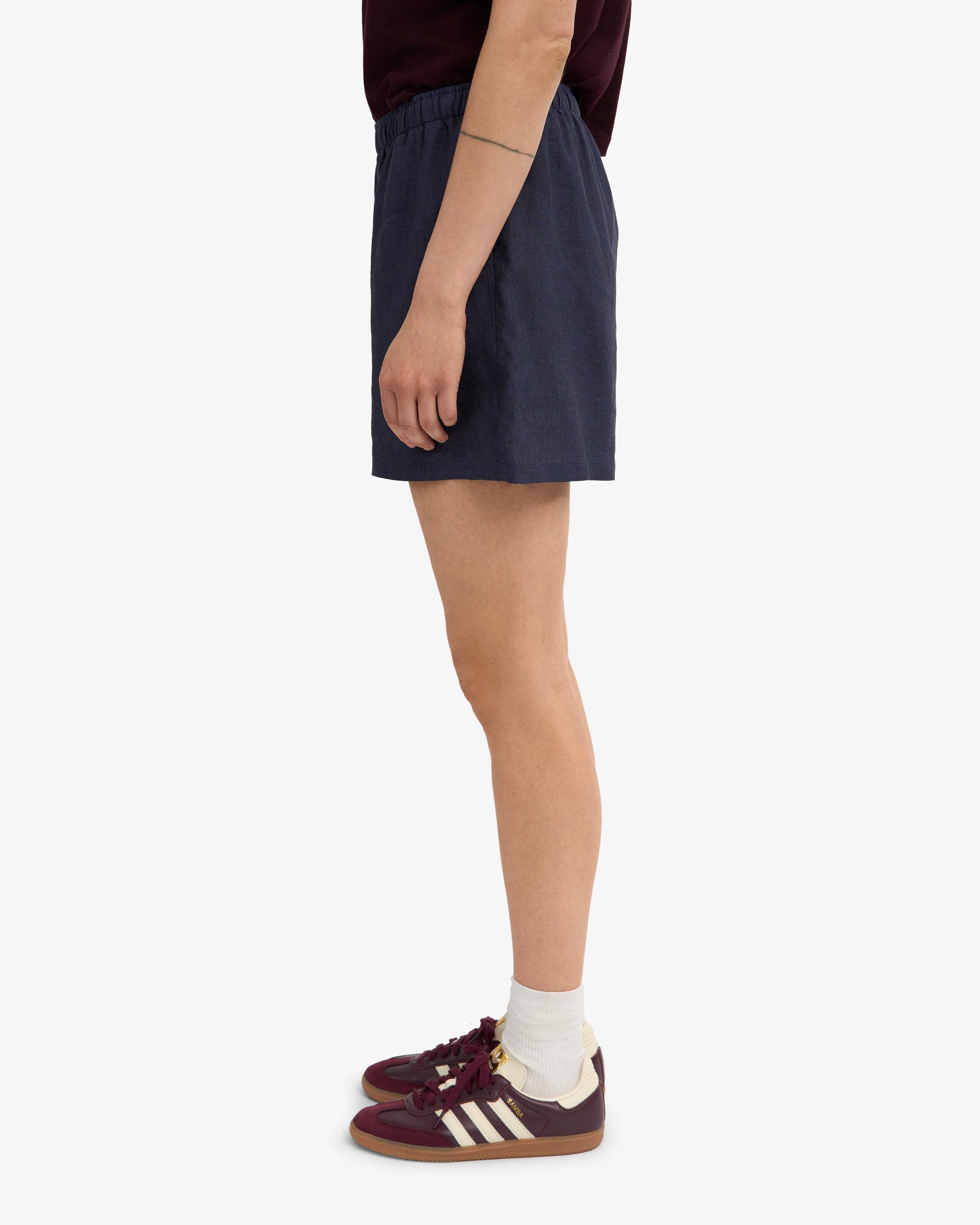 Linen Shorts - Petrol Blue Product Image