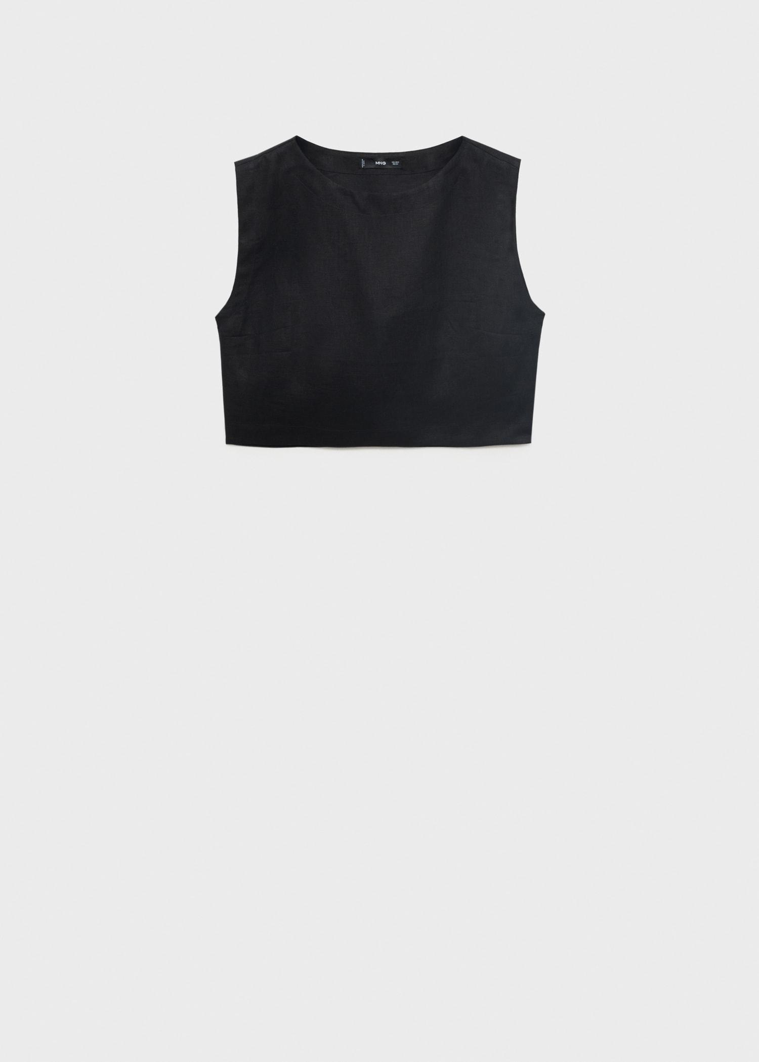 Linen crop top - Women | MANGO USA Product Image