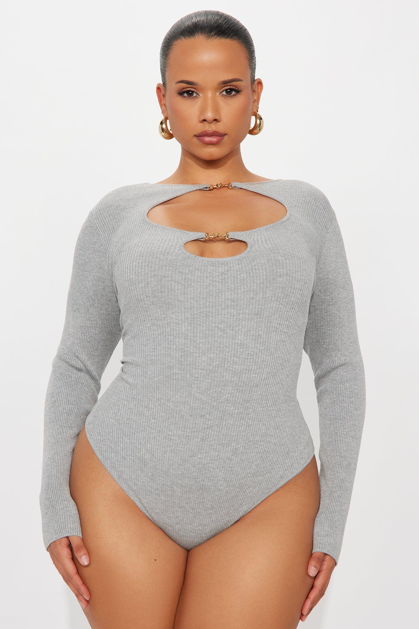Sara Cut Out Bodysuit - Grey Female Product Image