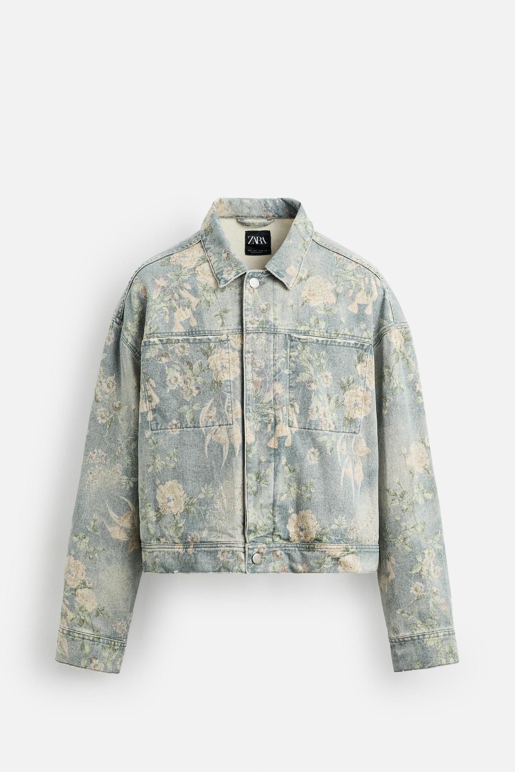 FLORAL PRINT DENIM JACKET Product Image