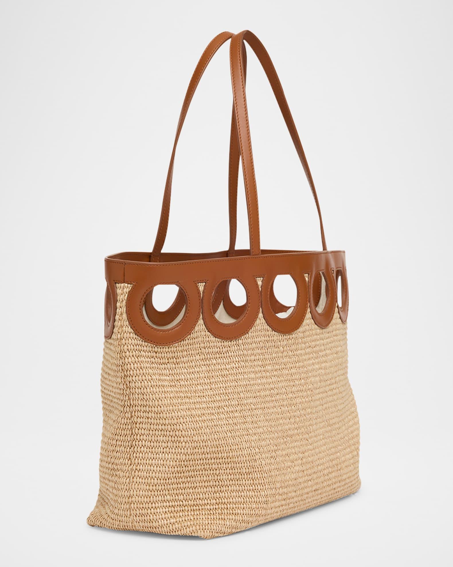 Gancini Frame Raffia Tote Bag Product Image
