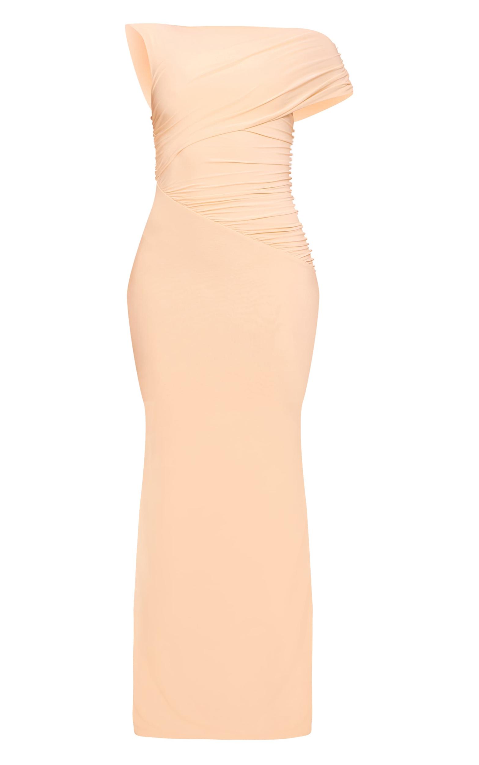 Tall Cream Double Layer Slinky Off Shoulder Drape Maxi Dress Product Image