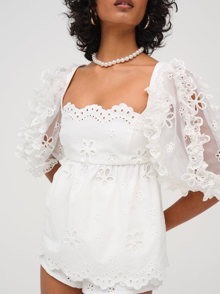 Daisy Eyelet Top — White Product Image