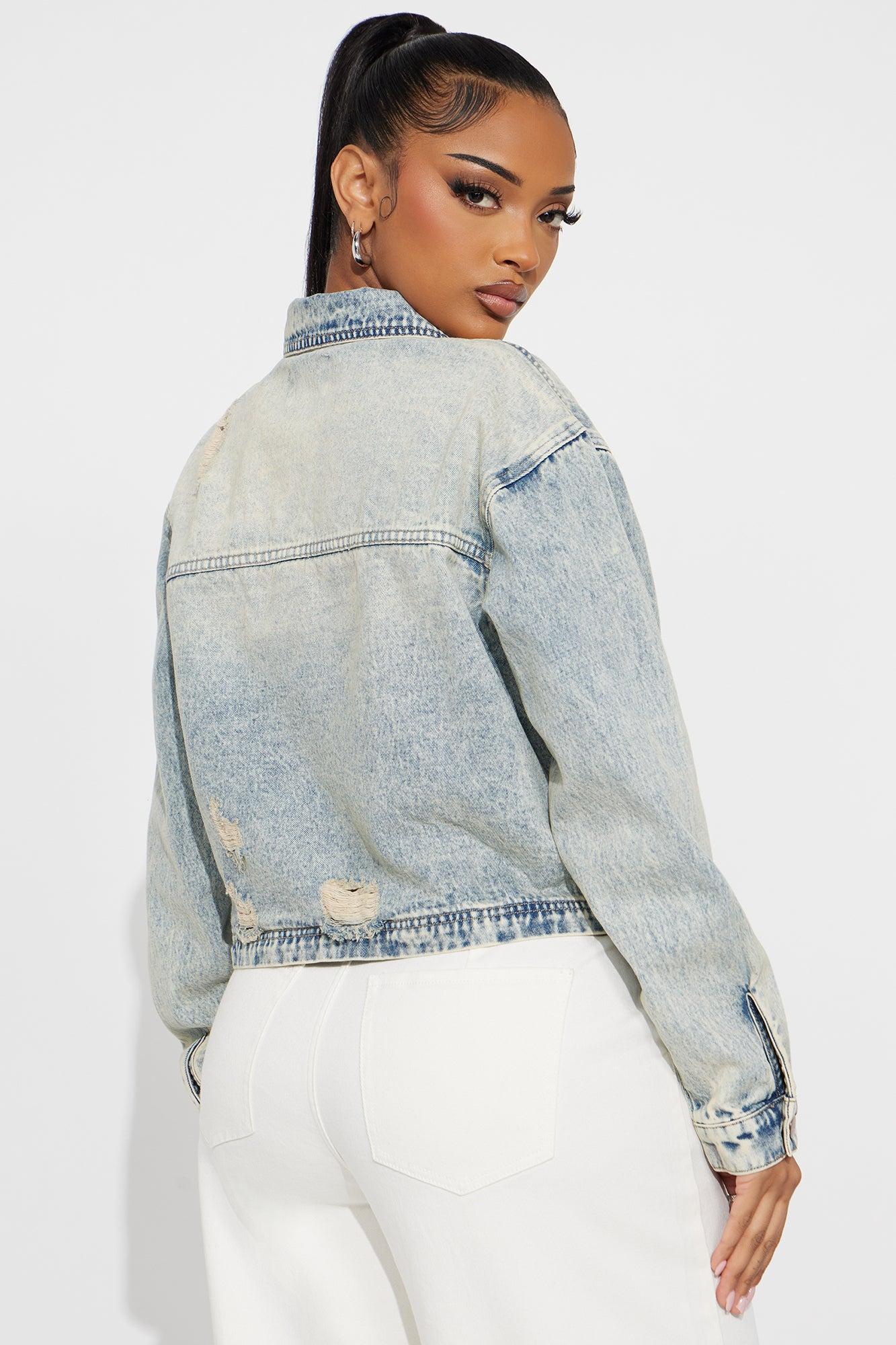 Free Spirit Distressed Denim Jacket - Medium Wash Product Image