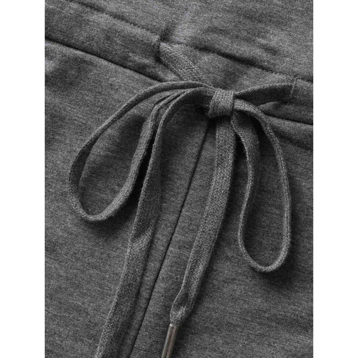 Plus Size DimGray Solid Pocket Drawstring Overall Romper Women Casual Sleeveless Non Everyday Loose Jumpsuits BloomChic 30/6X Product Image