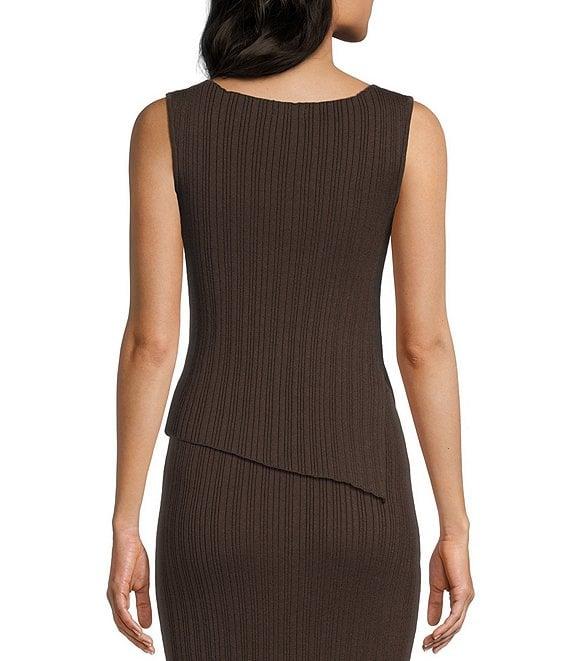 GB Ribbed Knit Asymmetrical Boat Neck Coordinating Tank Product Image