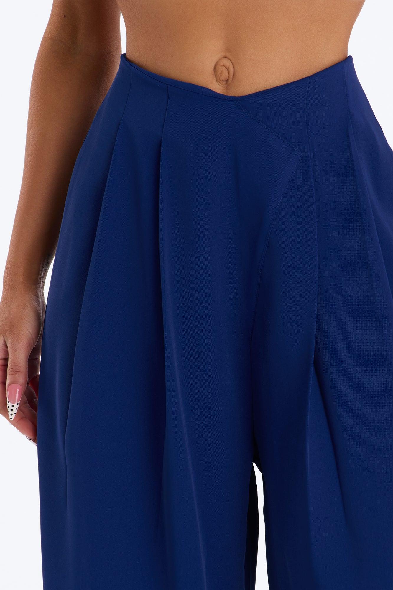 About Time Wide Leg Trousers - Blue Female Product Image