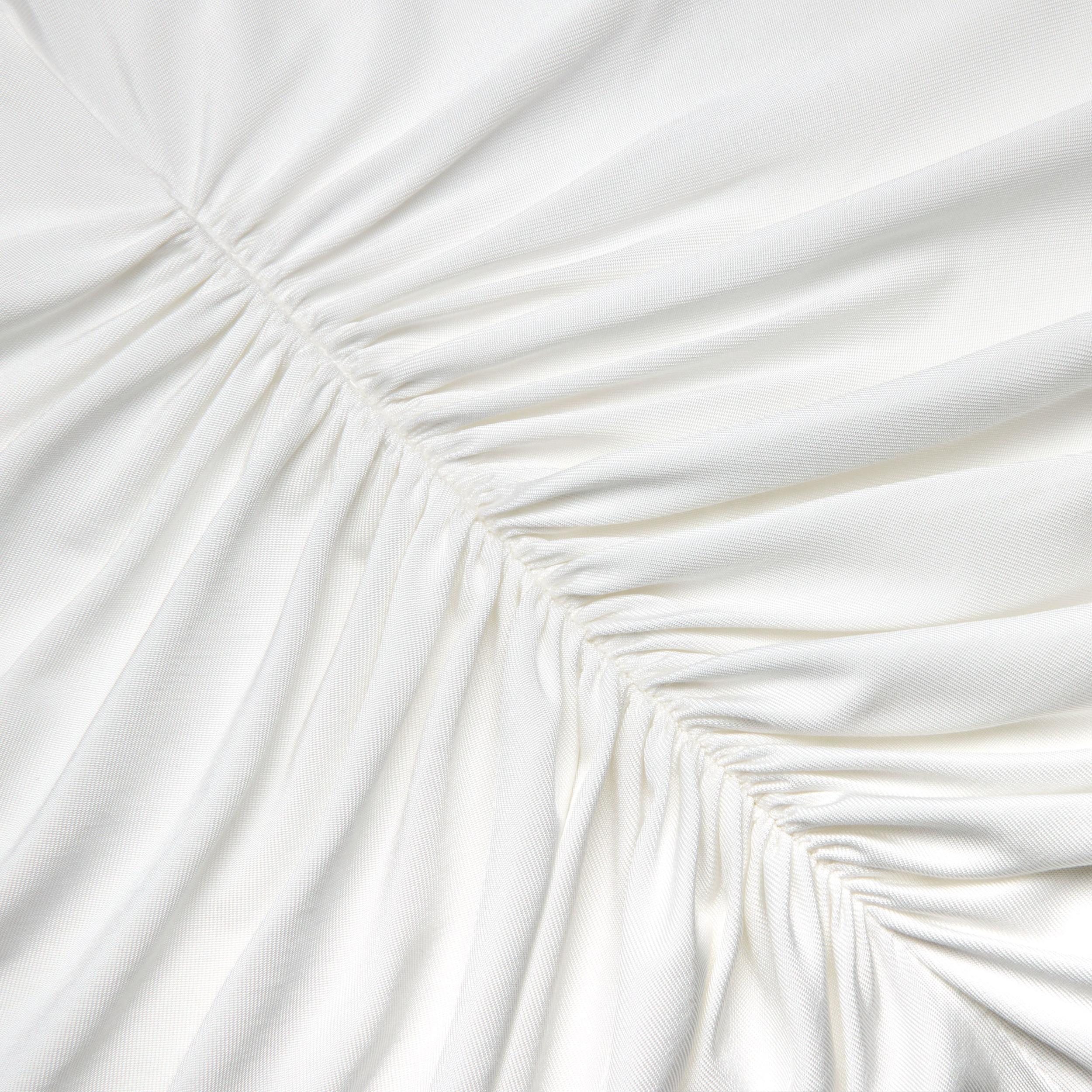 White Jersey Ruched Maxi Dress Product Image