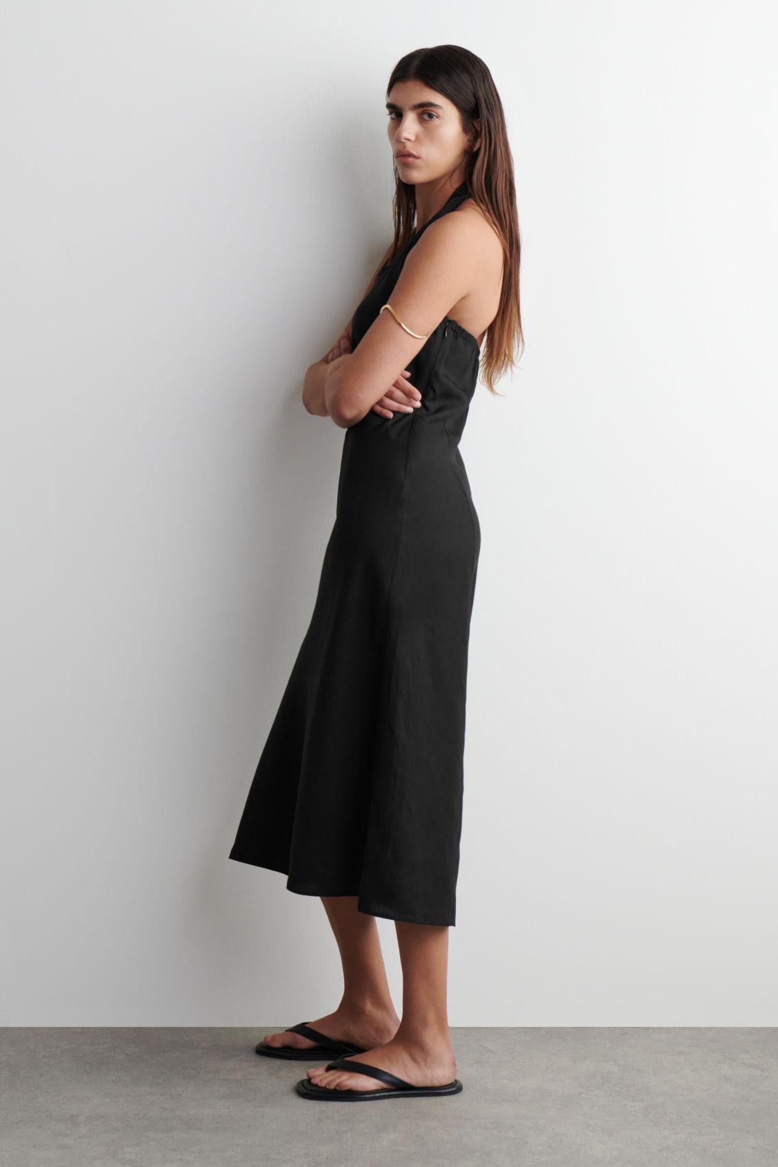 TWISTED LINEN-BLEND HALTERNECK DRESS Product Image