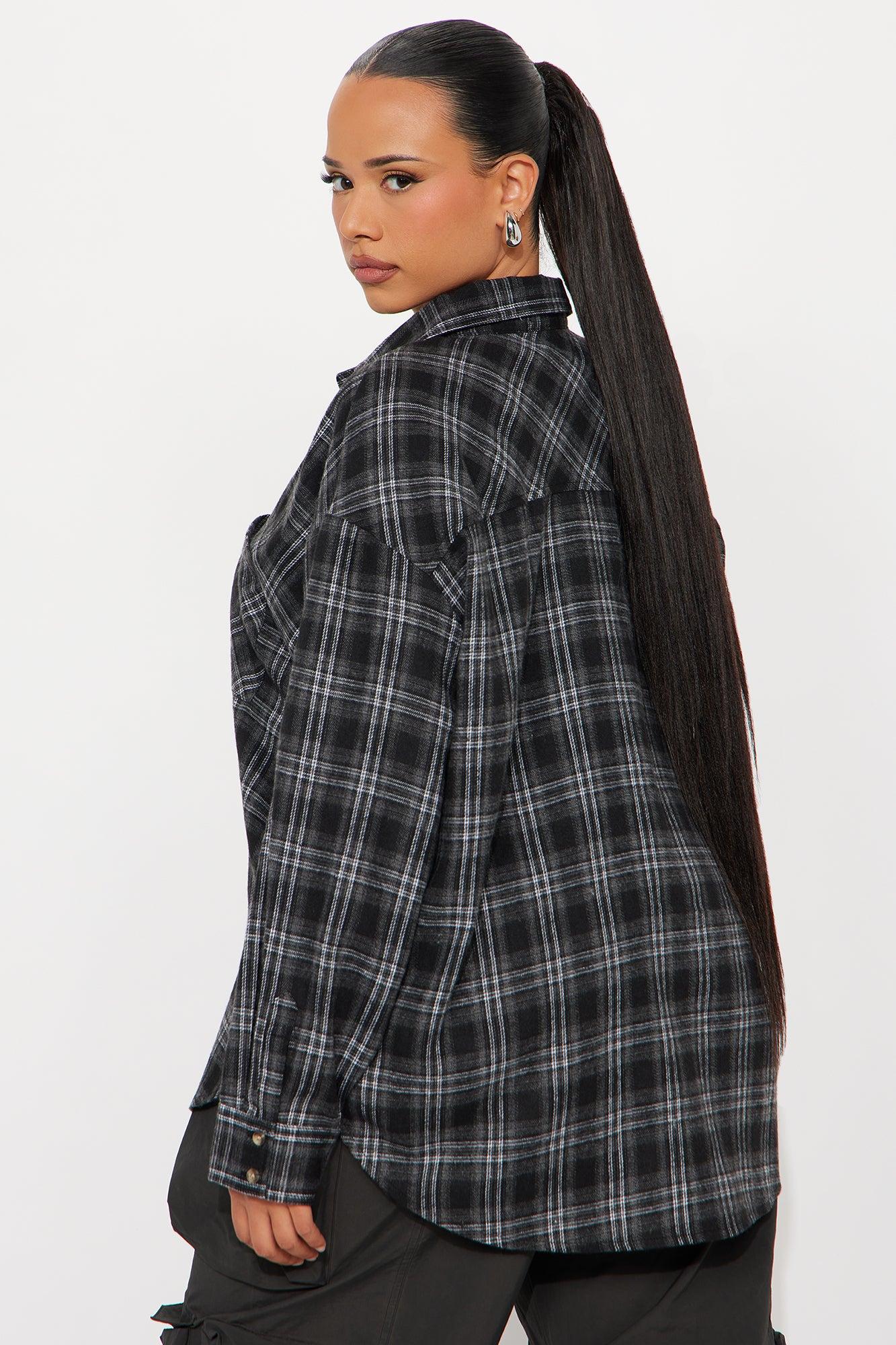 Where You At Flannel Plaid Shirt - Black/combo Female Product Image