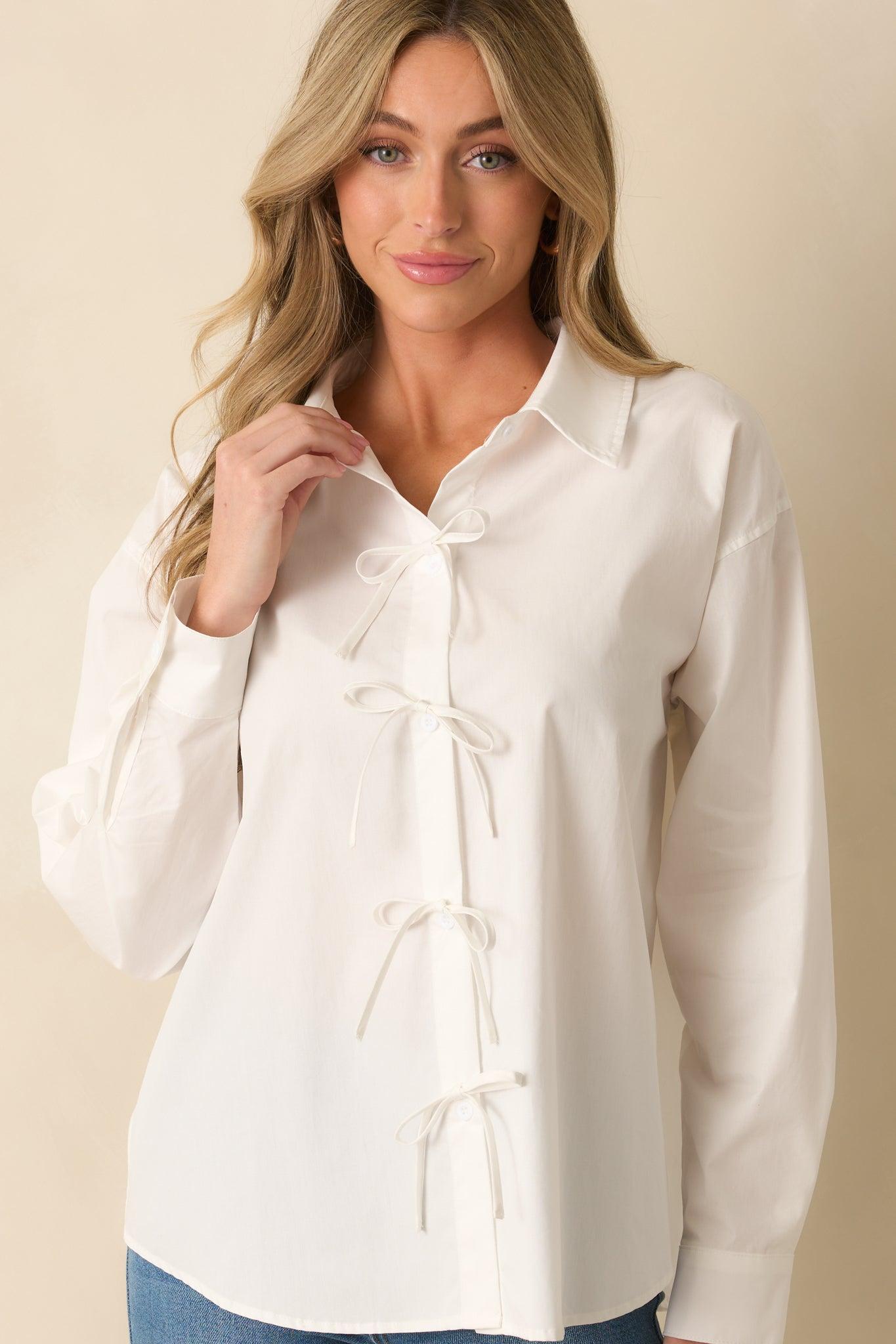 All In The Details 100% Cotton Button Front Top Product Image