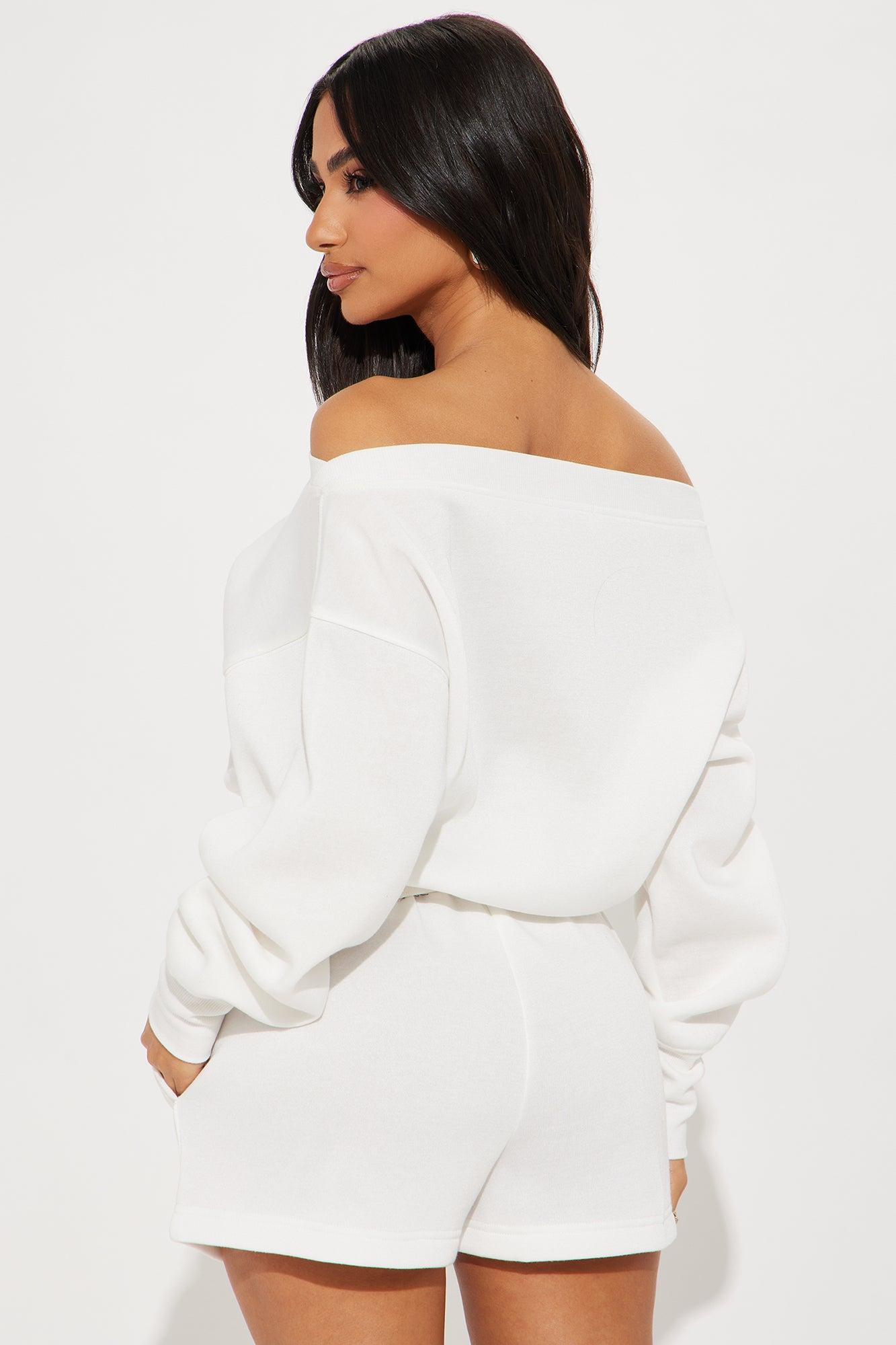 I Love NY Off Shoulder Sweatshirt - Ivory Product Image