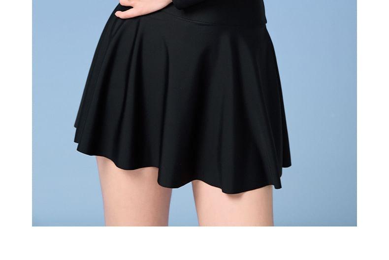 Set: Long-Sleeve Lettering Swim Top + Swim Skirt Product Image