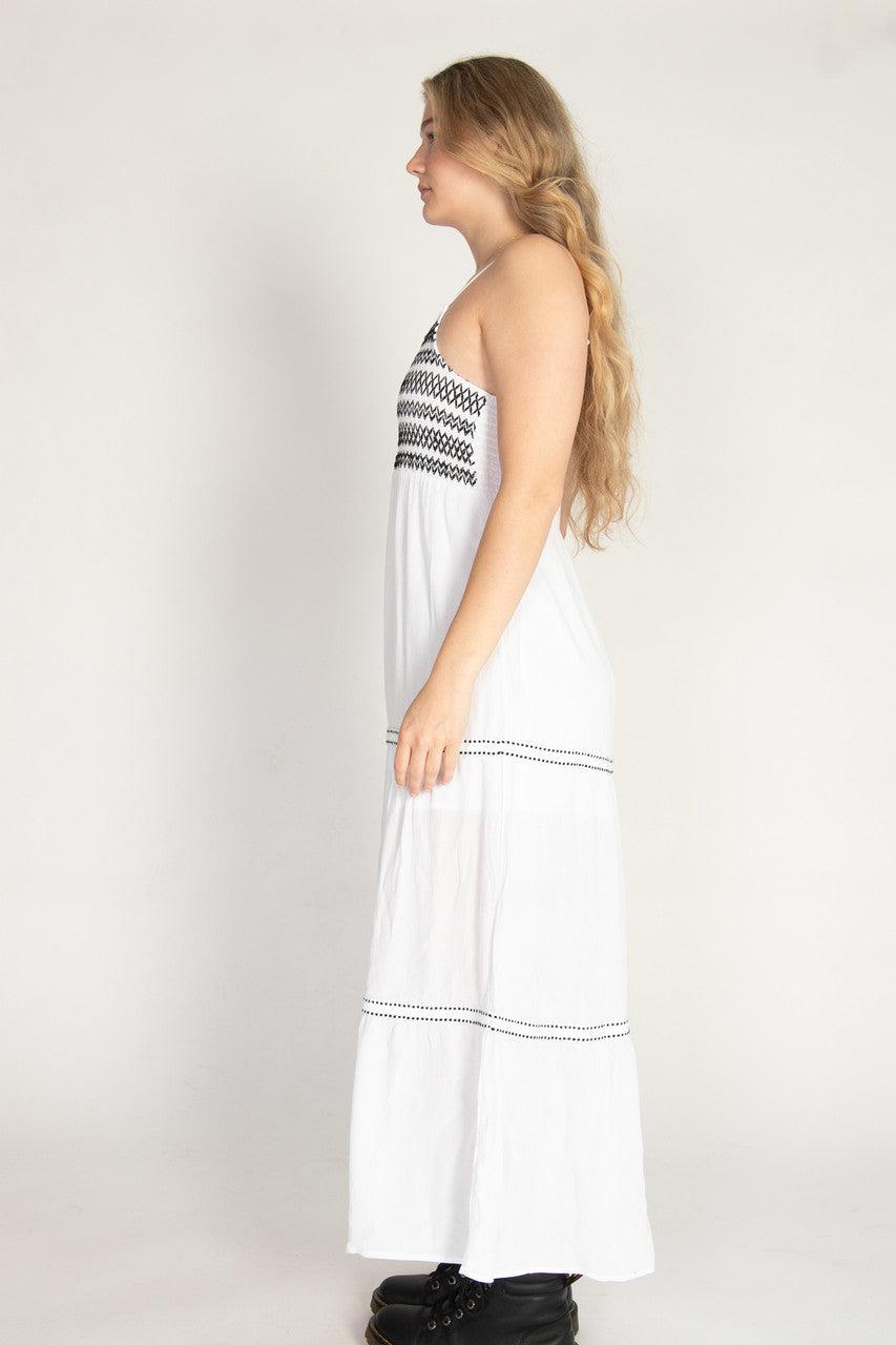 Embroidered Detail Gauze Tiered Maxi Dress Product Image