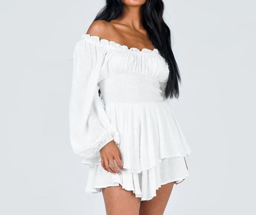 Long-Sleeve Off-Shoulder Romper Product Image