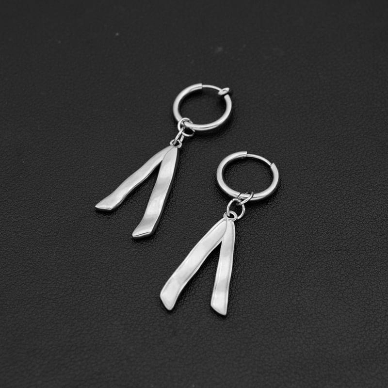Silver Tone Hoop Drop Earring / Clip On Earring Product Image