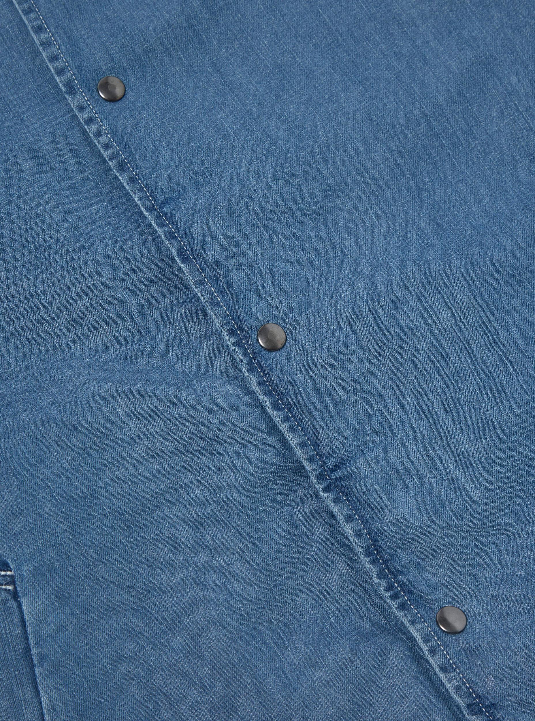 Washed Indigo 8oz Organic Denim Head Coach Jacket Product Image