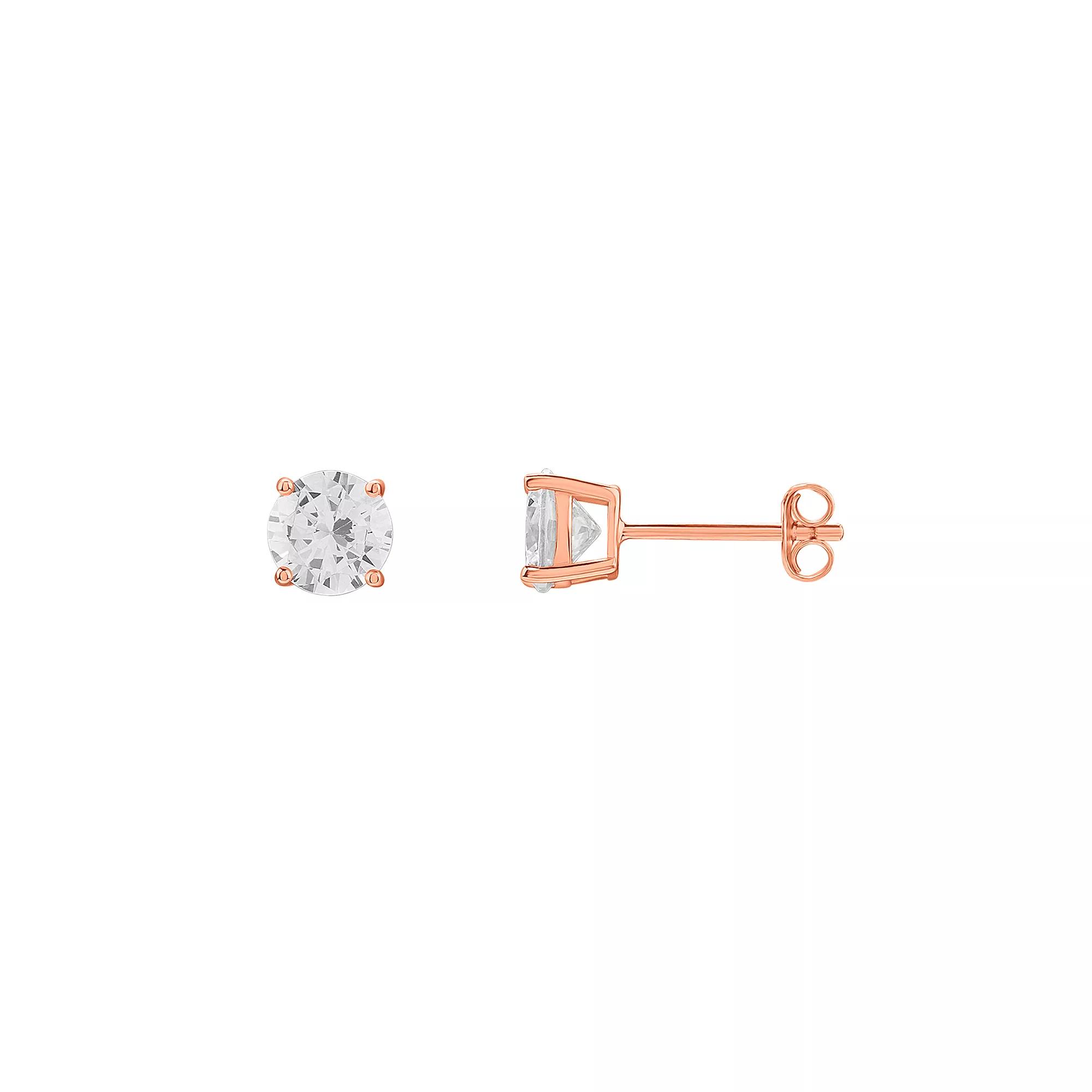 PRIMROSE Sterling Silver Cubic Zirconia Stud Earrings, Women's, Pink Tone Product Image