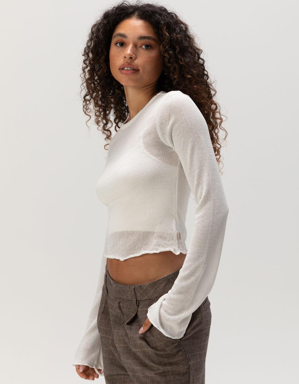 BRIXTON Sheer Knit Womens Long Sleeve Top - WHITE Product Image