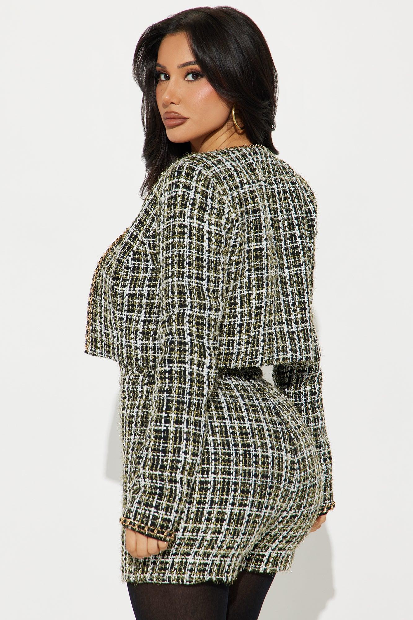 Vivian Tweed Romper Set - Black/White Product Image