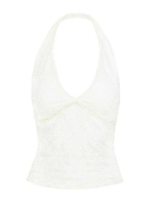 Darrah Lace Halter Top Cream Product Image