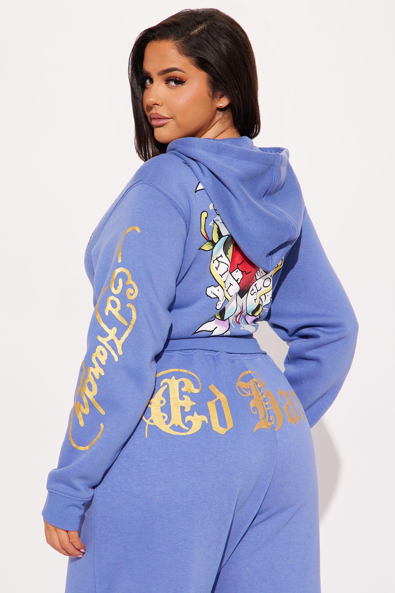 Ed Hardy Free Bird Zip Up Hoodie - Blue Product Image